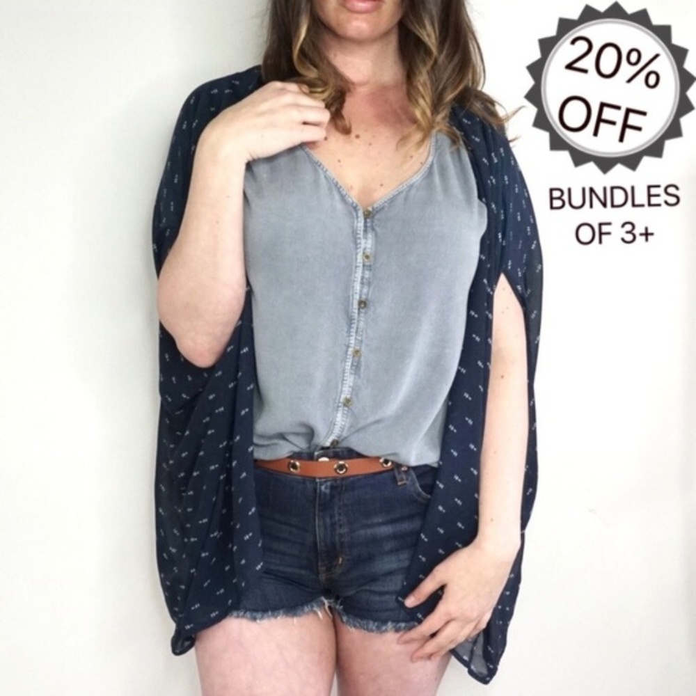 Lamb & Flag | Navy Blue Tribal Arrow Kimono | OS
